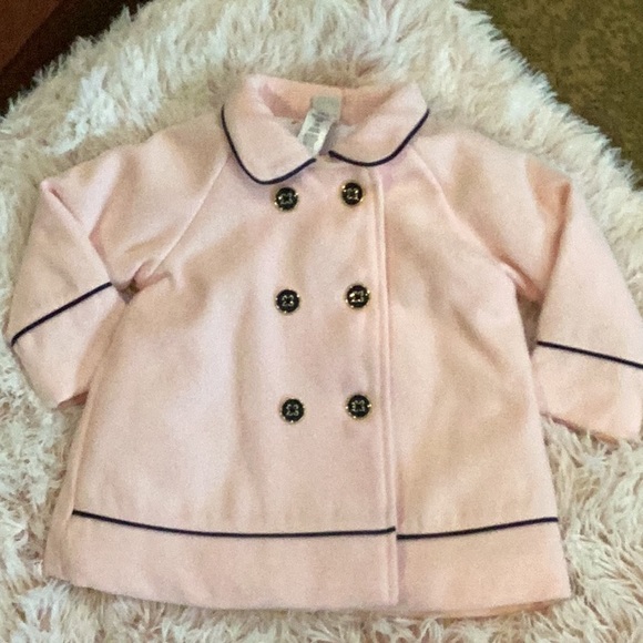 NWT LITTLE ME PINK GIRLS LINED PEACOAT SZ.12M - Picture 2 of 9